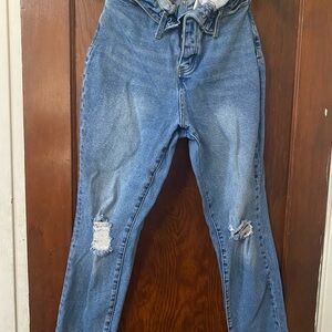 Women's Blue Distressed Jeans